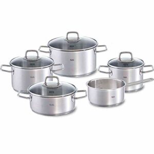 Fissler viseo / Edelstahl-Topfset, 5-teilig, Kochtopf-Set, T&ouml;pfe mit Glas-Deckel, Induktion, alle Herdarten (3 Kocht&ouml;pfe, 1 Bratentopf, 1 Stielkasserolle-deckellos)
