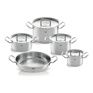 Fissler original-profi collection / Edelstahl-Topfset, 5-teilig, Töpfe mit Metall-Deckel (3 Kochtöpfe, 1 Bratentopf, 1 Servierpfanne) - Induktion