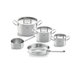 Fissler Original-Profi Collection / Edelstahl-Kochtopfset, 5-teilig, Topf mit Metall-Deckel (3 Kochtöpfe,1 Pfanne-unbeschichtet, 1 Stielkasserolle-deckellos) - Induktion