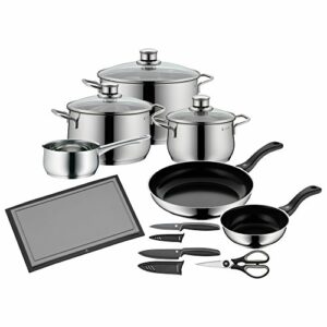 WMF Diadem Plus Topfset Induktion 10-teilig, Kochtopf Set mit Glasdeckel, Cromargan Edelstahl poliert, Induktions T&ouml;pfe Set unbeschichtet